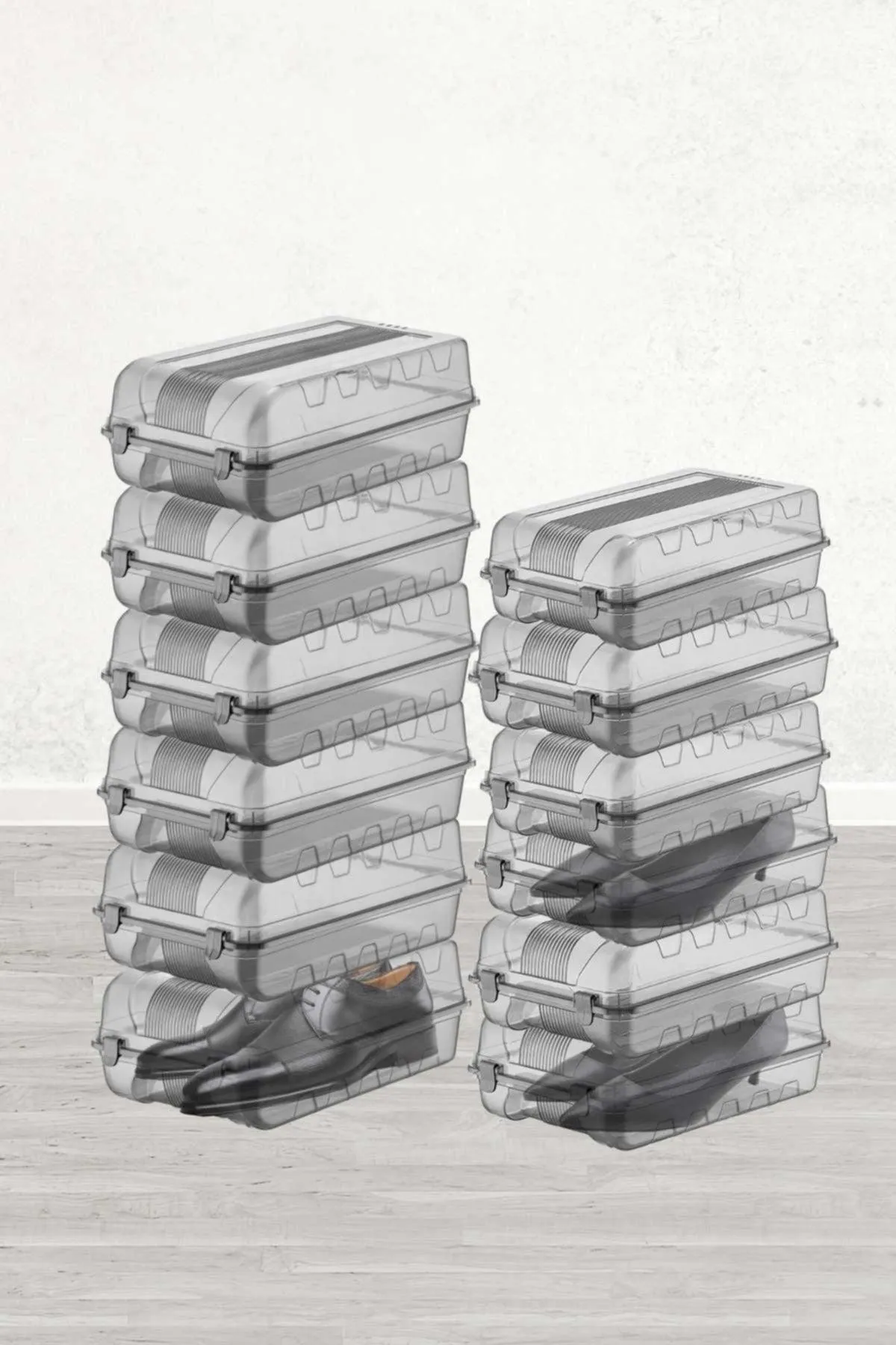 12 Pack of 6 Women's & 6 Men's Shoe Organizer Storage Boxes