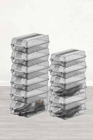 12 Pack of 6 Women's & 6 Men's Shoe Organizer Storage Boxes