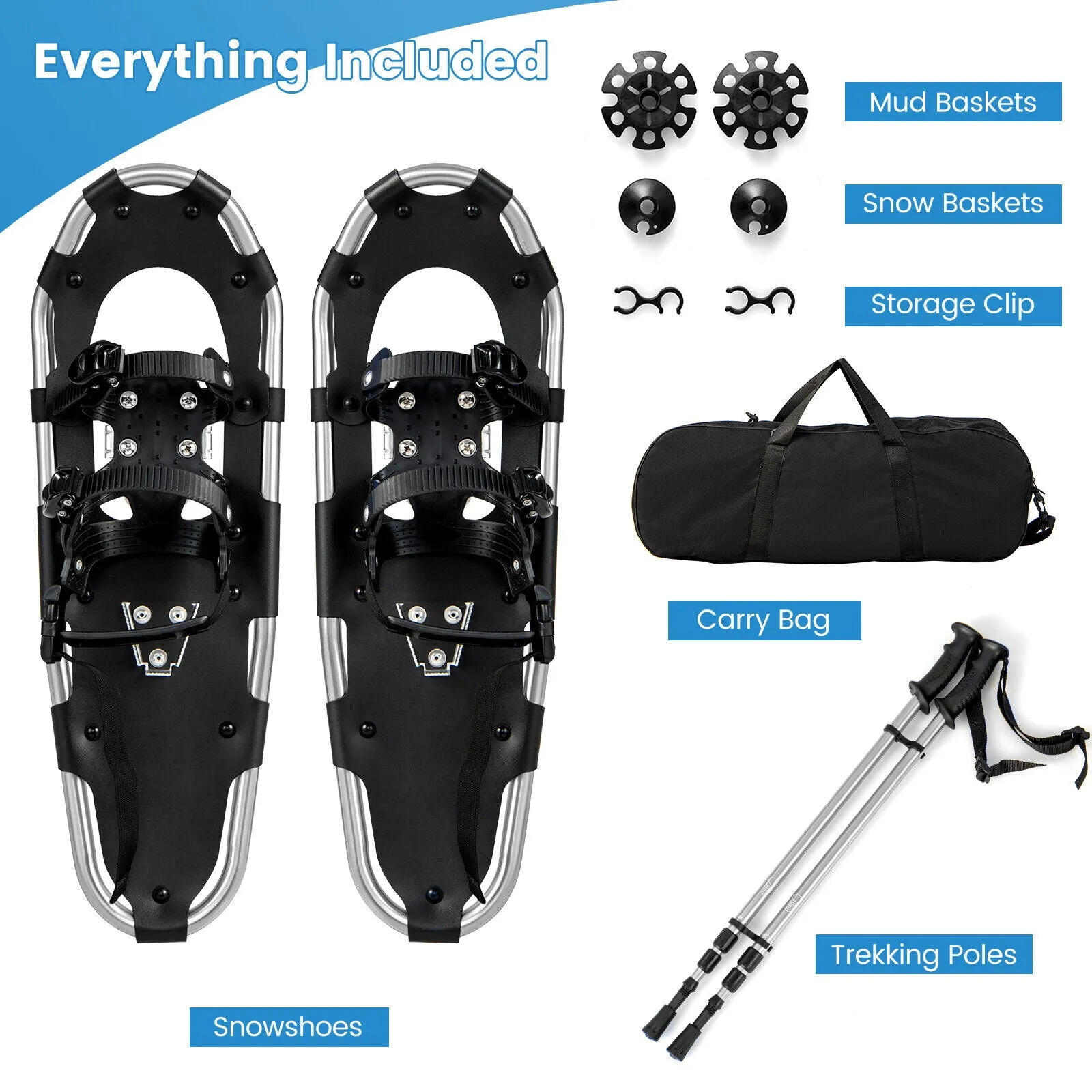 4-in-1 Lightweight Terrain Snowshoes for Adults Youth Kids-21 Inches: 53 cm x 21 cm