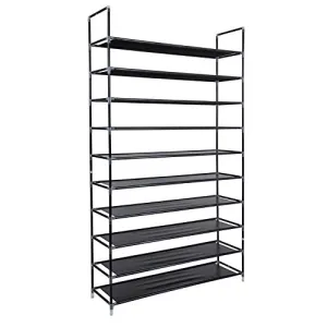 Acazon 10 Tier Shoe Rack 50 Pairs Shoe Organizer Shoes Storage Shoe Shelf Shoe Tower,Simple Assembly 10 Tiers Non-Woven Fabric Shoe Rack with Handle (Black)