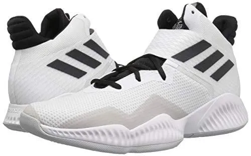 adidas Men's Explosive Bounce 2018 Basketball Shoe, White/Black/Light Solid Grey, 12 M US
