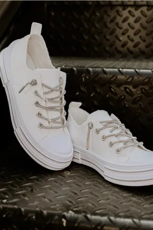 Aman Edgy Lace Up Women's Sneaker In white