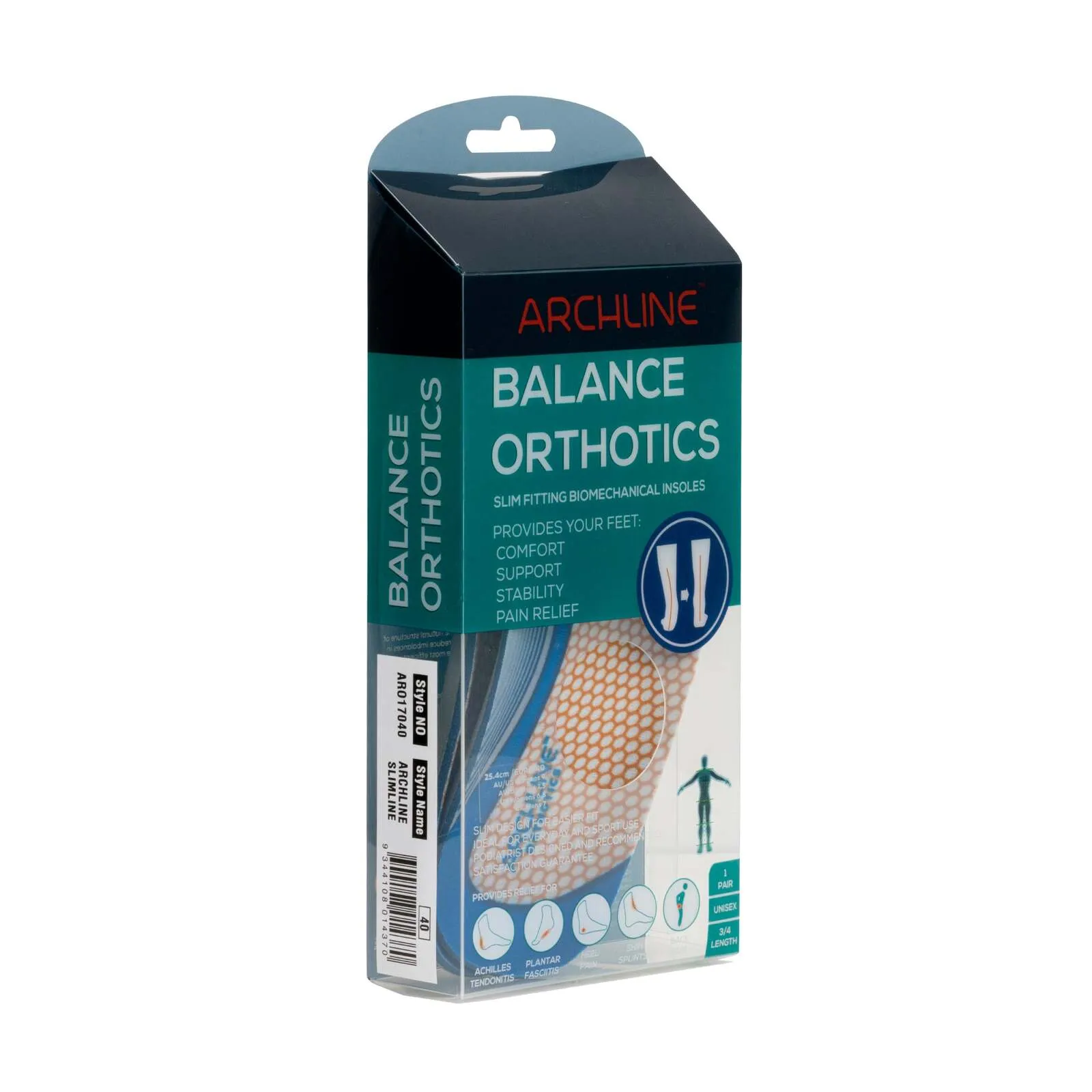 ARCHLINE 3/4 Slim Orthotics Plantar Fasciitis Insoles Balance Support Relief - EUR 45