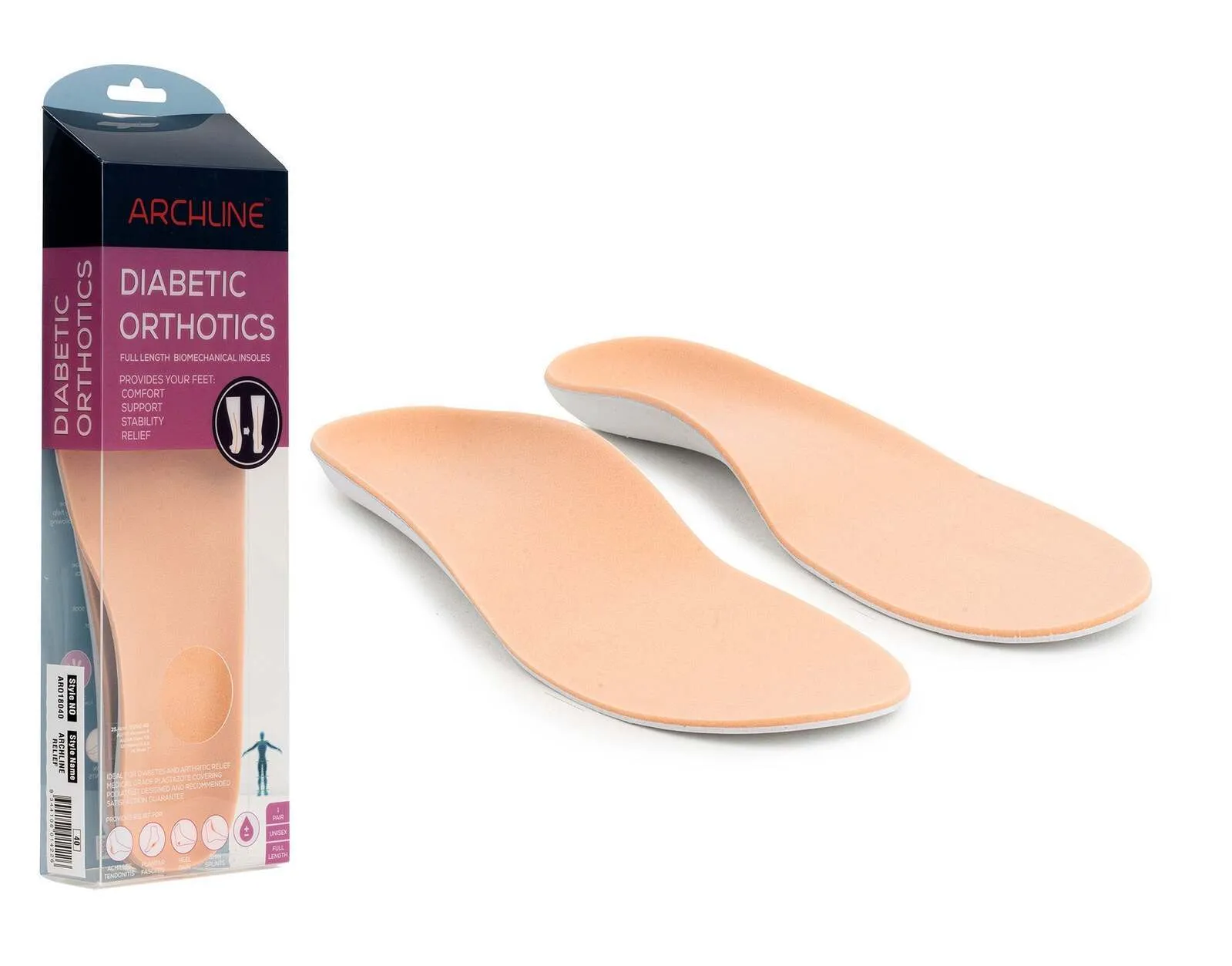 ARCHLINE Insoles Orthotics Full Length Arch Support Diabetics Plantar Fasciitis  - EUR 43