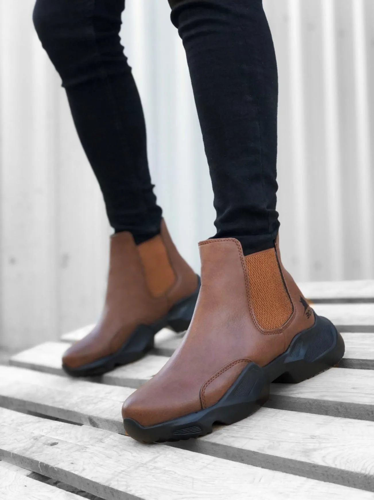 BA0444 Lace-Up Comfortable High-Sole Sole Men's Sports Half Ankle Boots