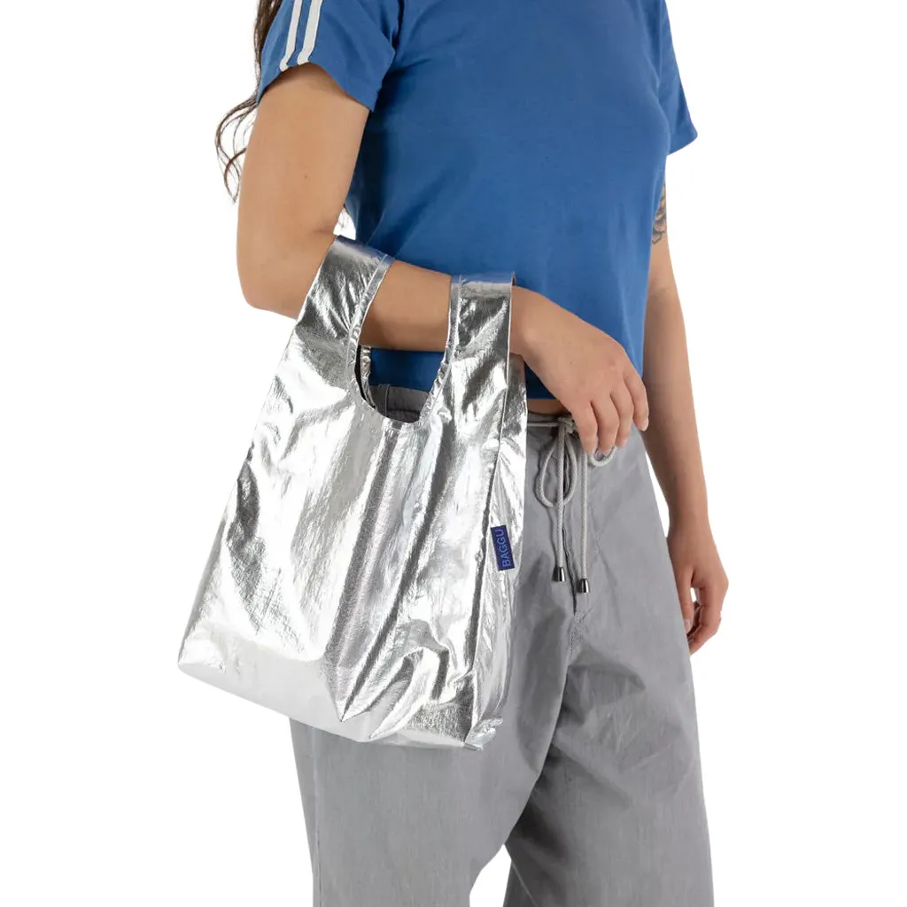 Baggu Baby Shopper Bag, Silver Metallic