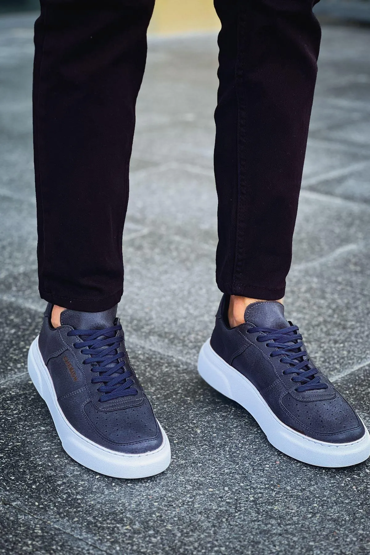 CH087 Men's Grey-White Sole Lace-up Casual Sneaker Sports Shoes