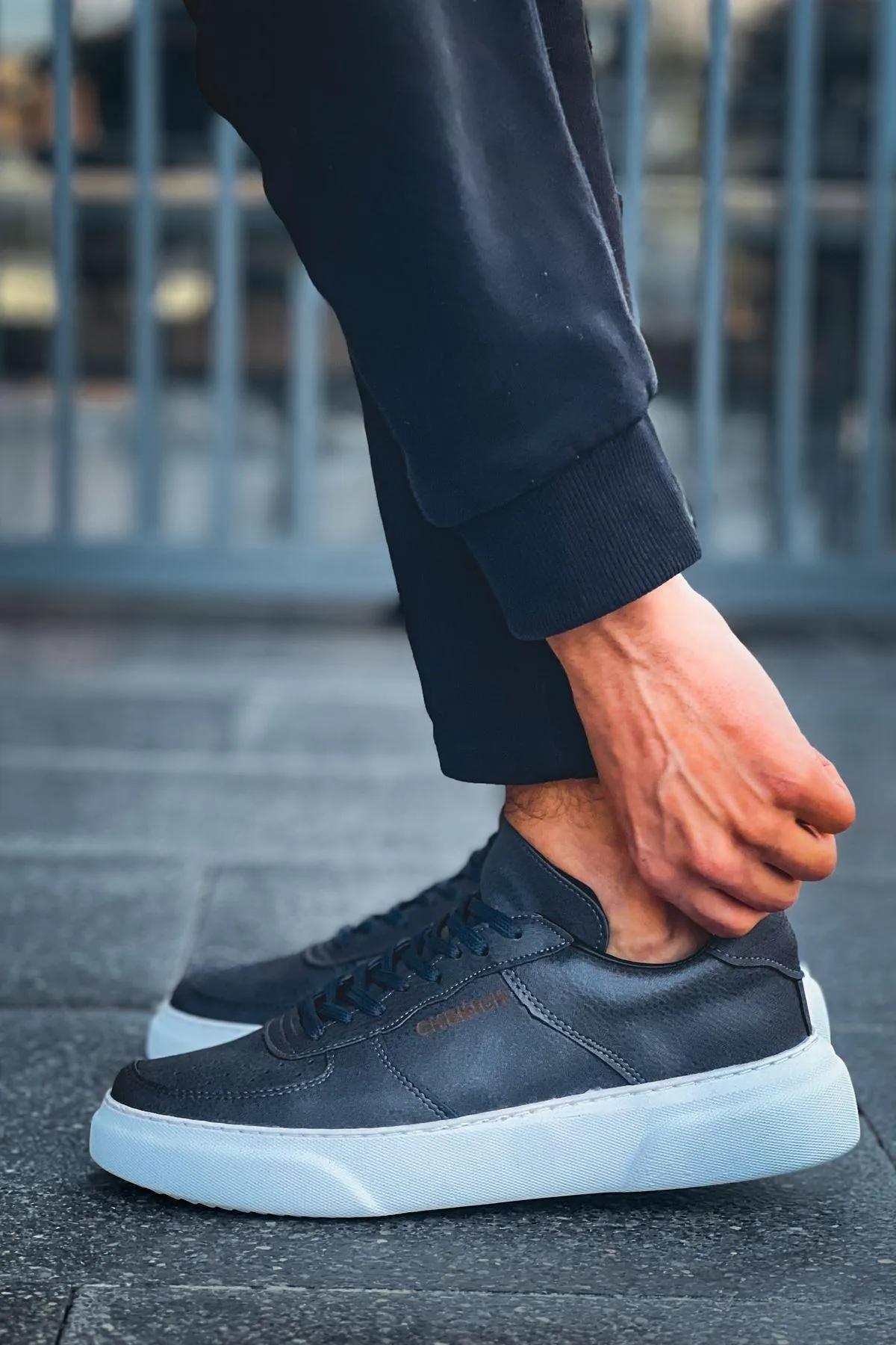 CH087 Men's Grey-White Sole Lace-up Casual Sneaker Sports Shoes