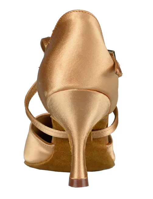 Charlotte Shoe - Light Tan Satin 2.5" Flare
