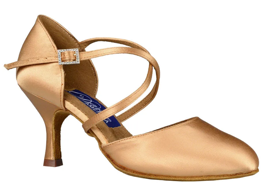 Charlotte Shoe - Light Tan Satin 2.5" Flare