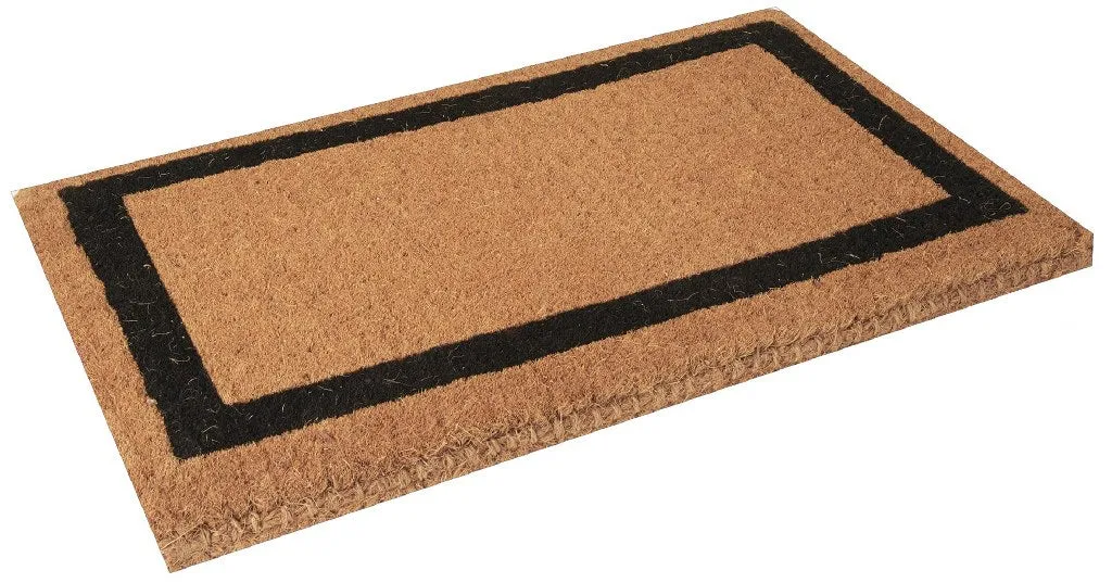 Classic Black Border Handwoven Coir Welcome Doormat