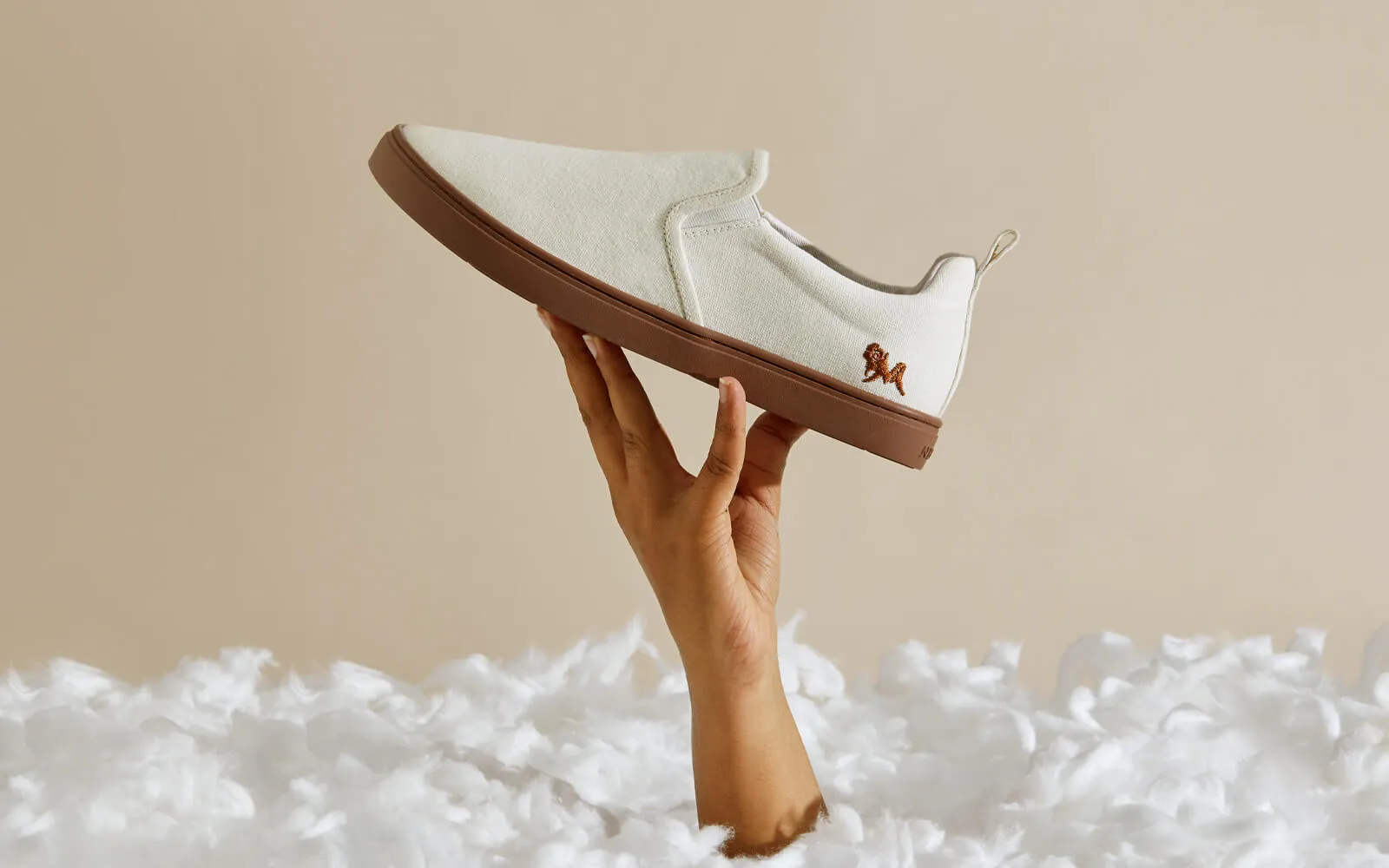 Cotton Slip Ons : Ivory Brown