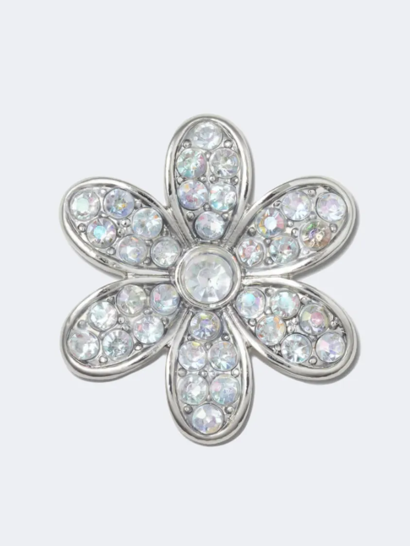 Crocs Silver Monochrome Daisy Unisex Lifestyle Pins Multicolor