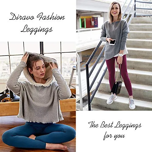 Diravo Womens High Waisted Leggings Soft Athletic Tummy Control Pants for Running Workout Pants