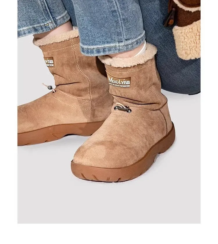 Drawstring Faux Fur Snow Boots