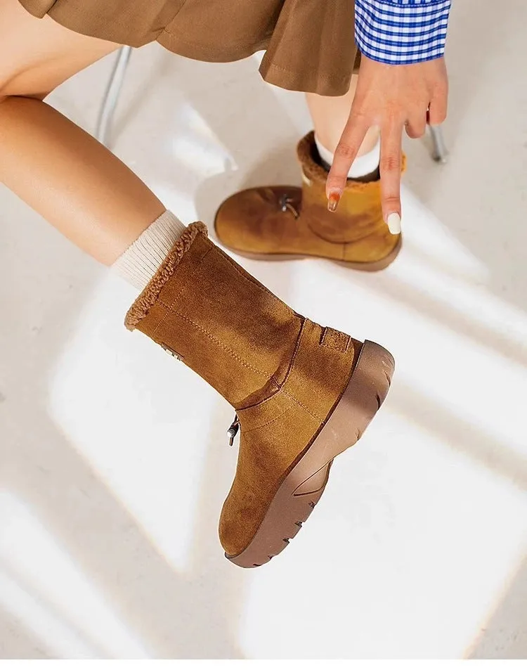 Drawstring Faux Fur Snow Boots