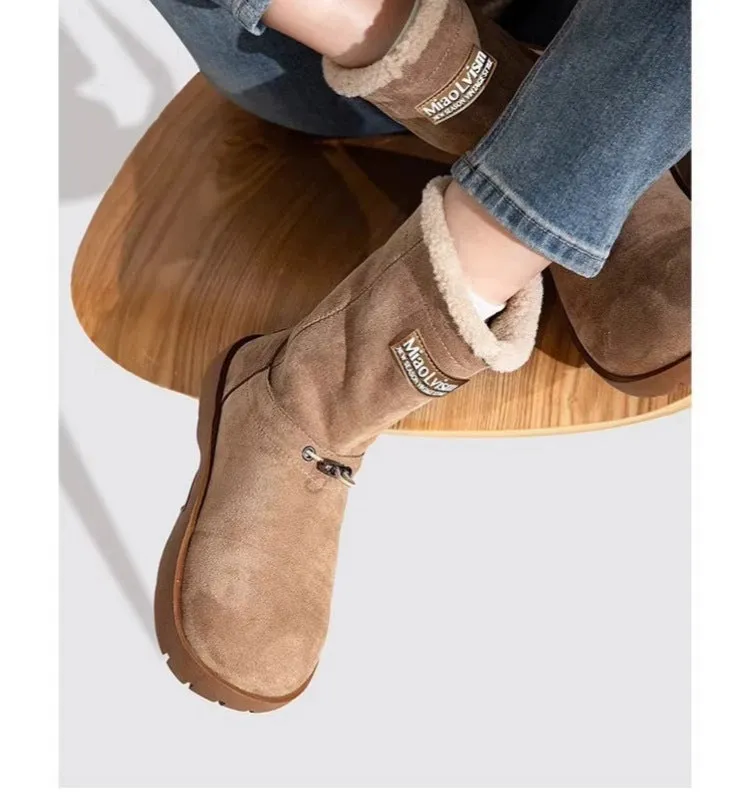 Drawstring Faux Fur Snow Boots