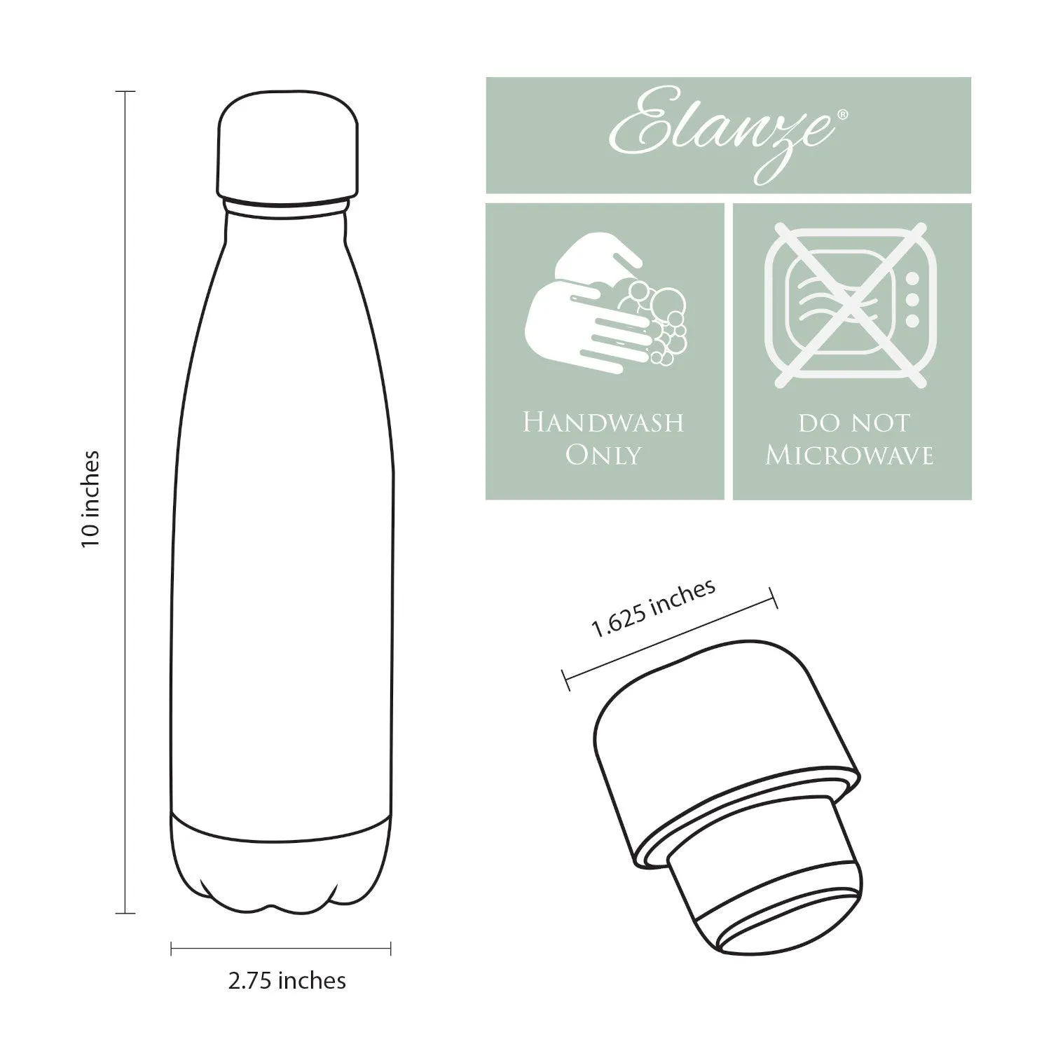 Elanze Designs COACH Basketball Black 17 ounce Stainless Steel Sports Water Bottle
