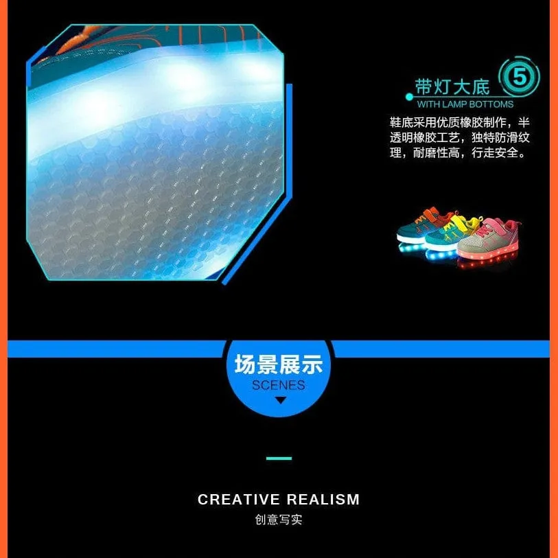 Fashion Luminous Lighted Led Lights Kids Sneakers