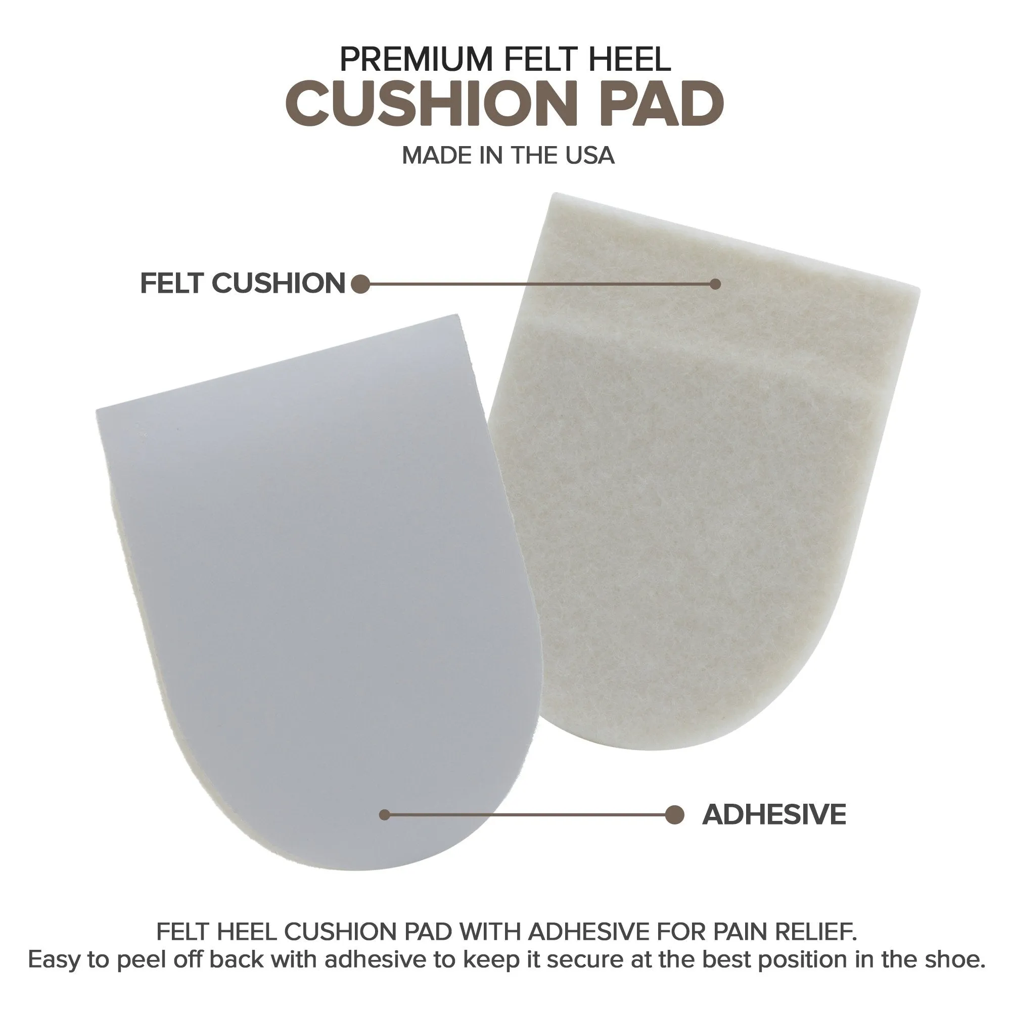 Felt Heel Cushion Pad 1/4" with Adhesive for Pain Relief