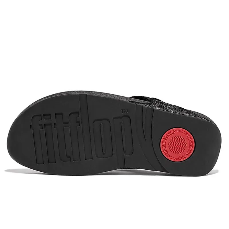 FitFlop LULU Glitter Toe-Post Sandals Black