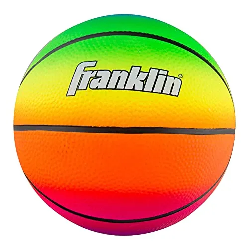 Franklin Sports Kids Mini Basketball - Vibe Kids Indoor   Outdoor Mini Basketball - Perfect for Mini   Over The Door Basketball Hoops - Rainbow PVC Basketball for Kids - 8.5"