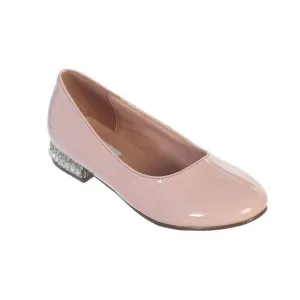 Girls Blush Glitter Rhinestone Jeweled Heel Patent Leather Flats 12 Kids