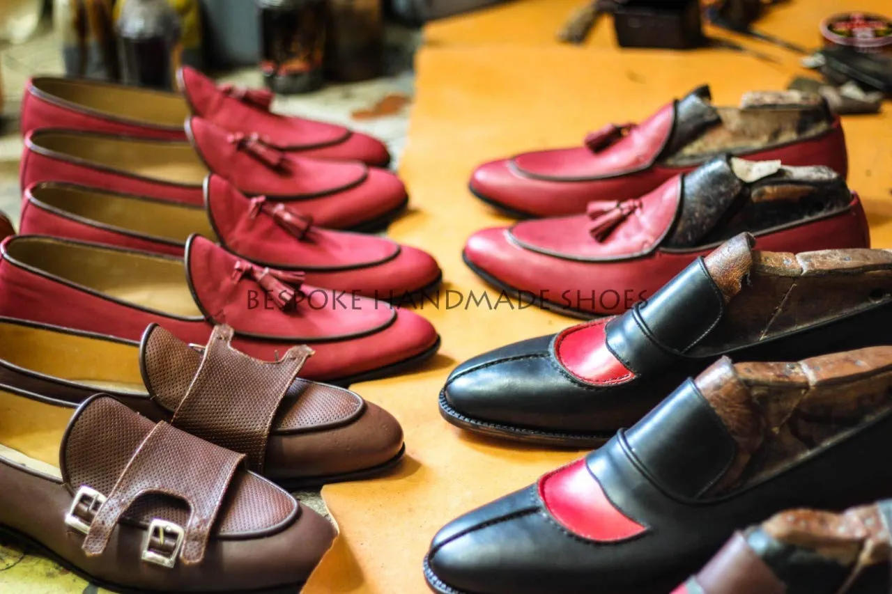 Handmade Men's Brown, Maroon Leather Toe Cap Lace Up Oxford Men Shoes
