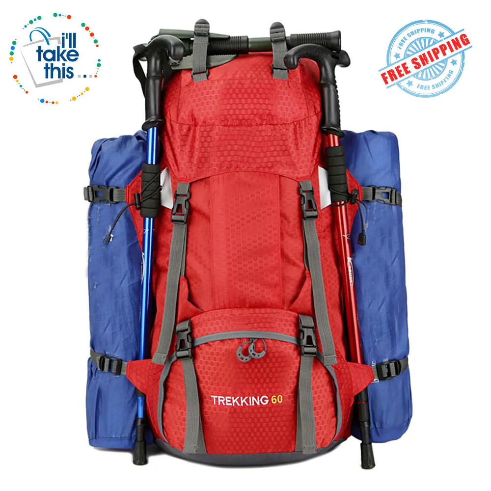 Hiking Camping Outdoor Backpacks 50 or 60L - Nylon Sport Bag for Camping, Travelling