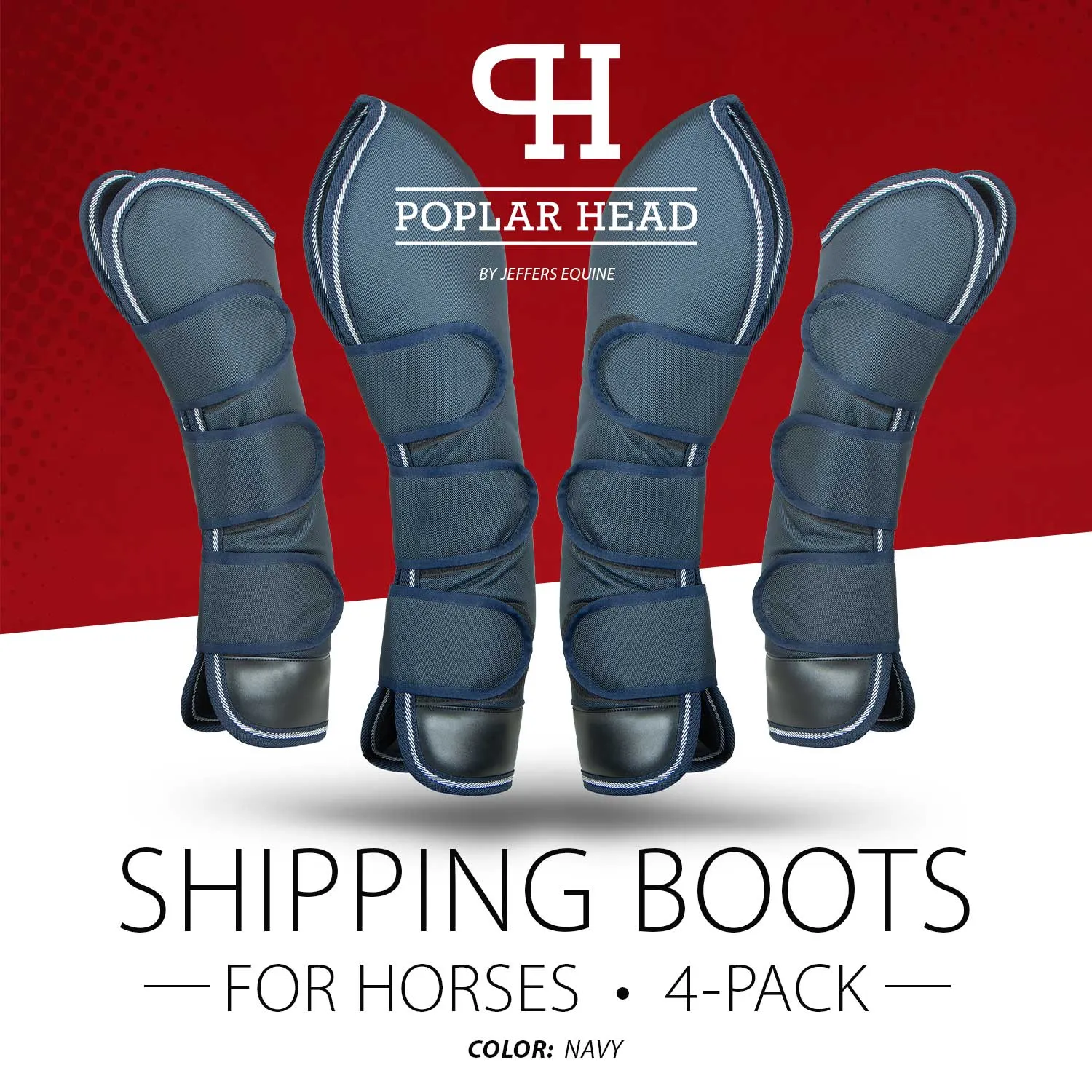Jeffers Poplar Head Horse Shipping Boots 4-Pack w/ Carry Bag