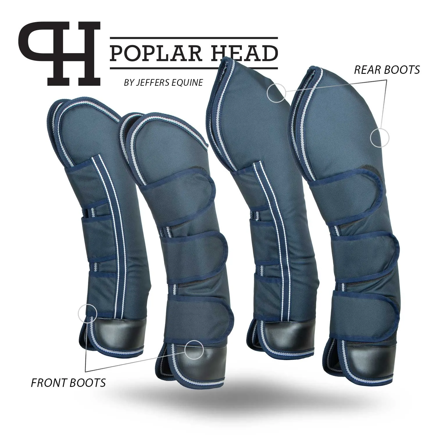 Jeffers Poplar Head Horse Shipping Boots 4-Pack w/ Carry Bag