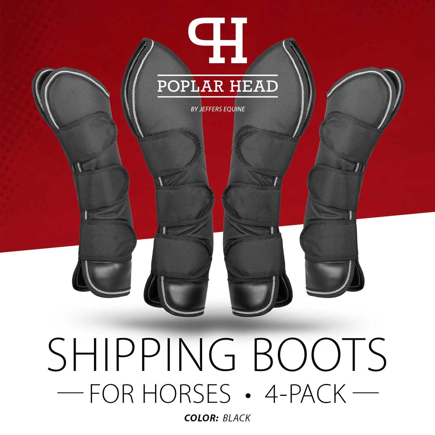 Jeffers Poplar Head Horse Shipping Boots 4-Pack w/ Carry Bag