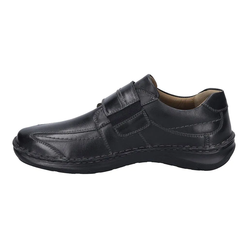 Josef Seibel New Anvers 02 Mens Wide Black Leather Arch Support Touch Fastening Shoes