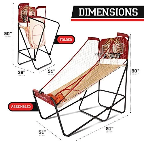 Lanos Basketball Arcade Game Double Electronic Hoop Shot 2 Player 6 Basketballs