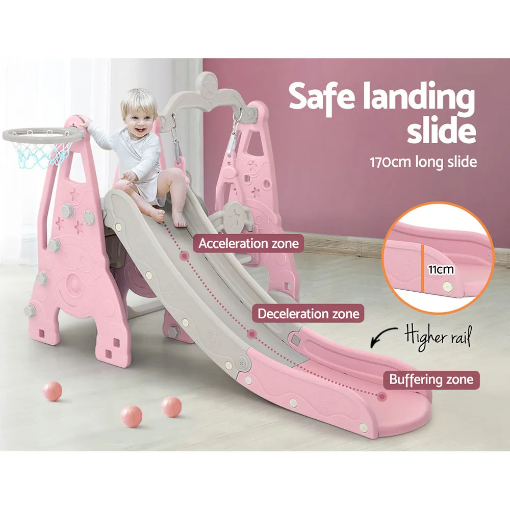Long Slide, Swing & Basketball Set for Kids - Keezi
