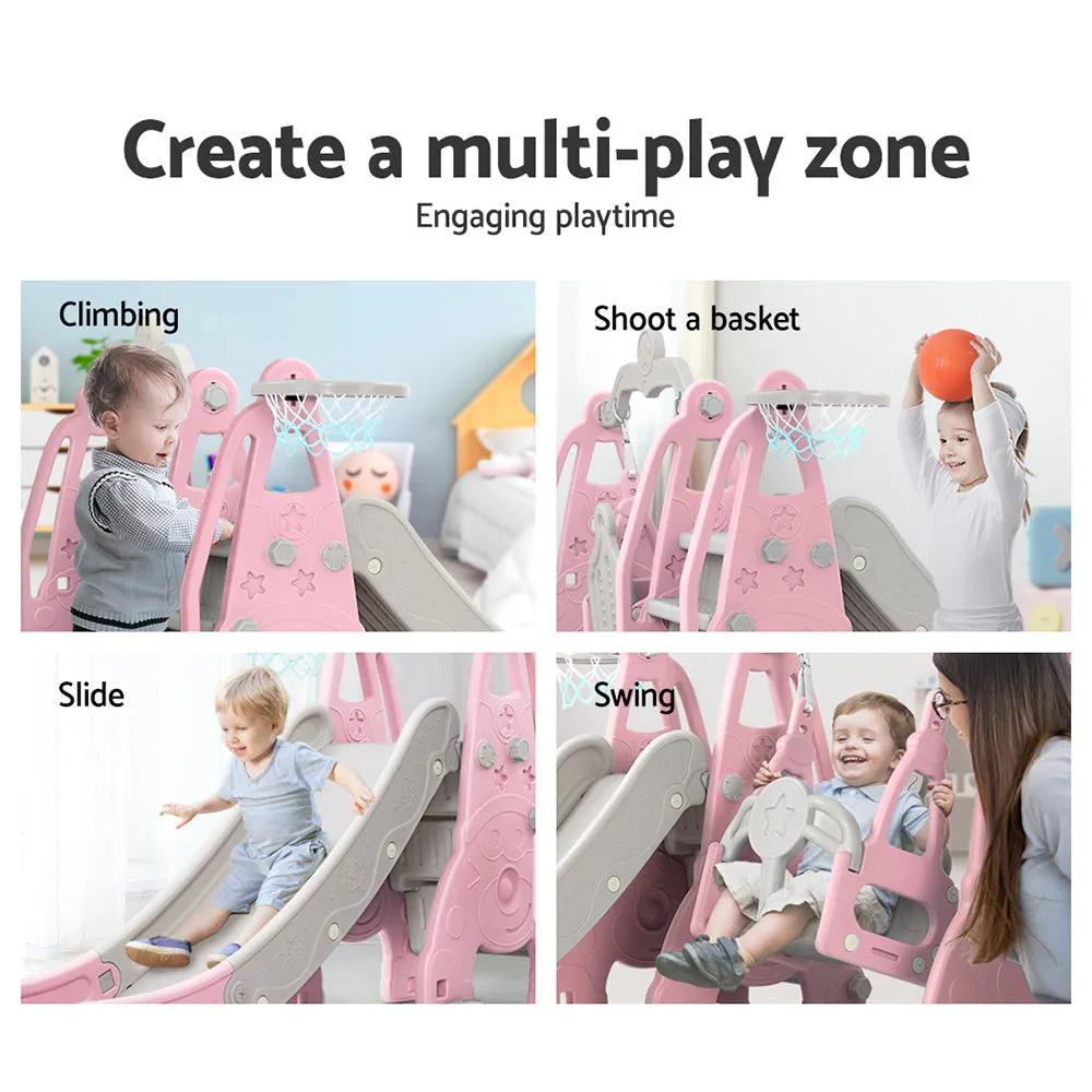 Long Slide, Swing & Basketball Set for Kids - Keezi