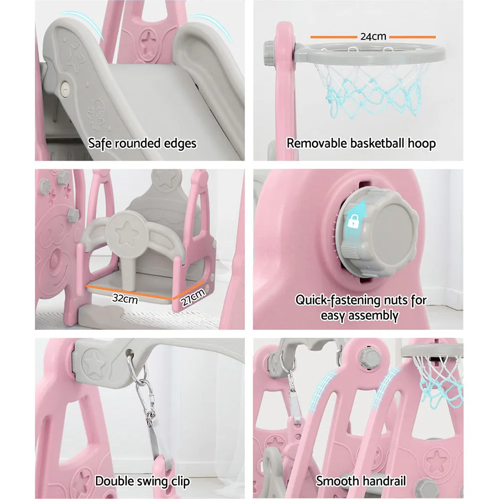 Long Slide, Swing & Basketball Set for Kids - Keezi