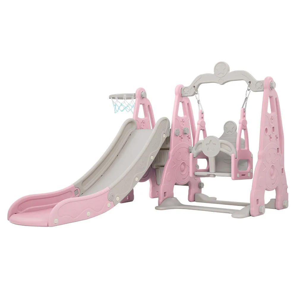 Long Slide, Swing & Basketball Set for Kids - Keezi