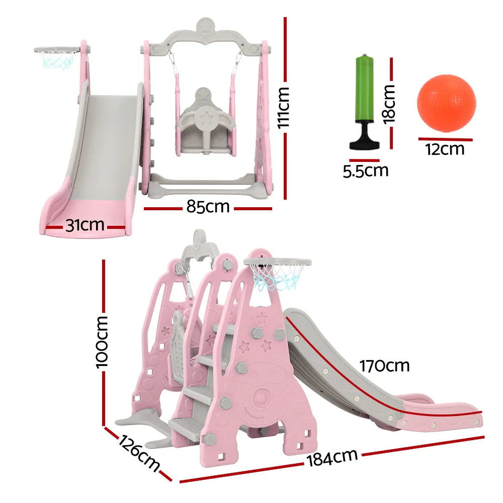 Long Slide, Swing & Basketball Set for Kids - Keezi