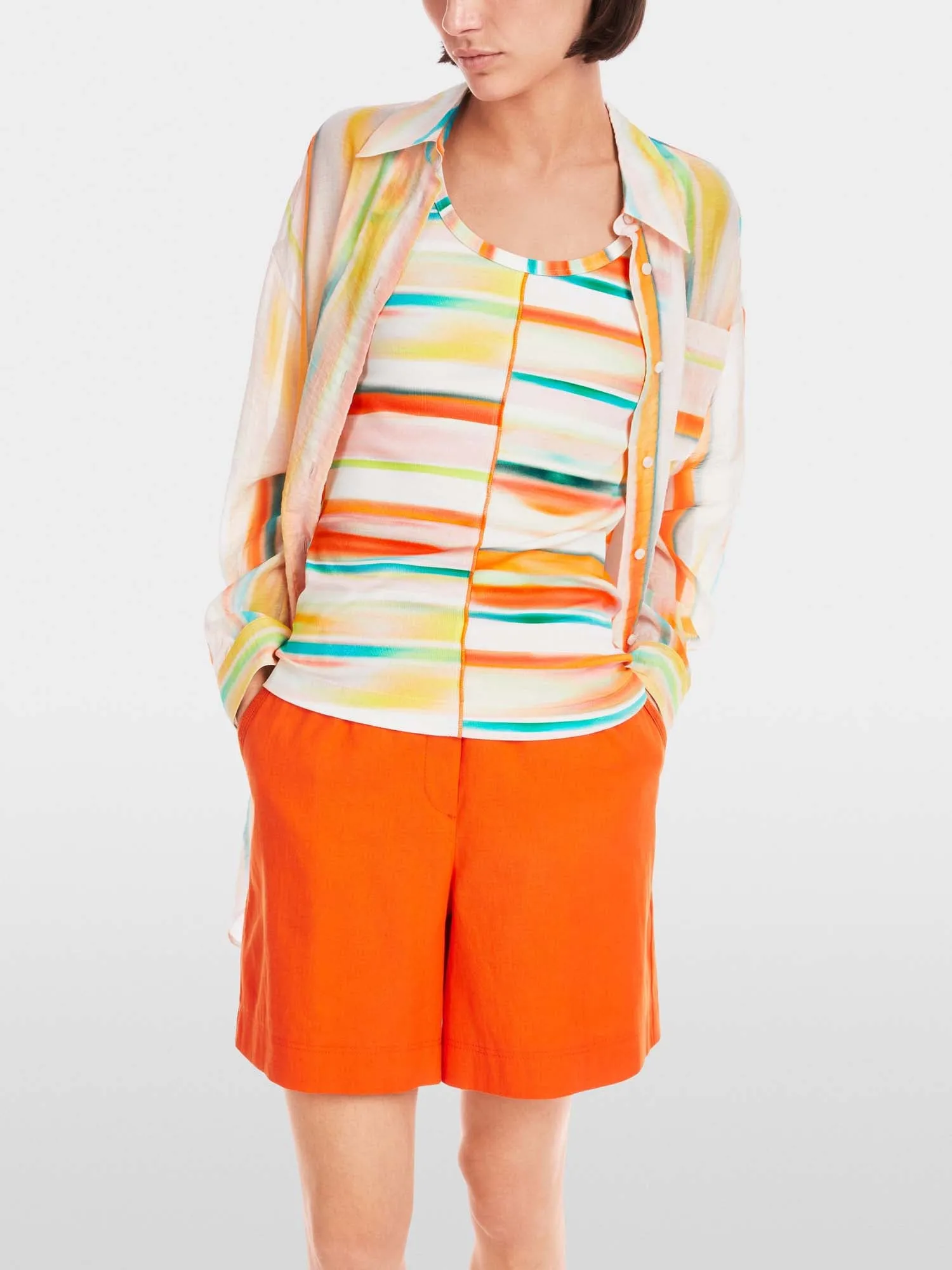 Marc Cain Sports Sleeveless Top with Tie-dye Stripes