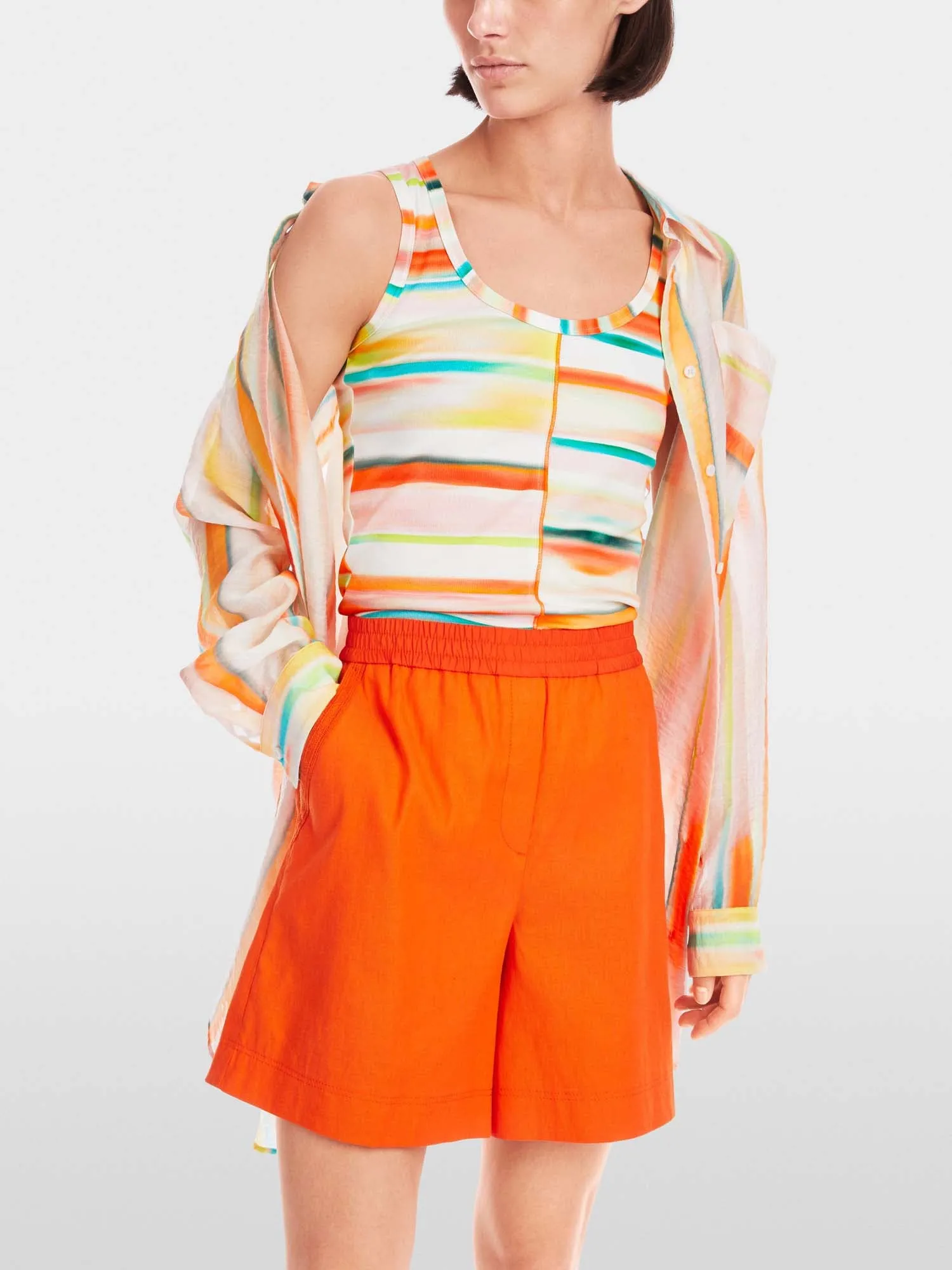 Marc Cain Sports Sleeveless Top with Tie-dye Stripes