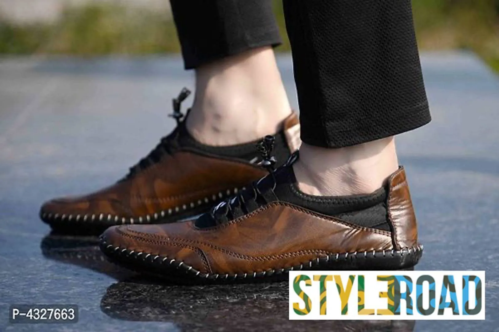 Men's Stylish Brown Solid Synthetic Casual Unique Design Shoes