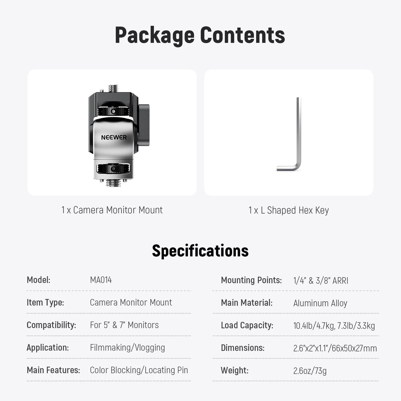 NEEWER MA013/MA014 Silver and Black Monitor Mount