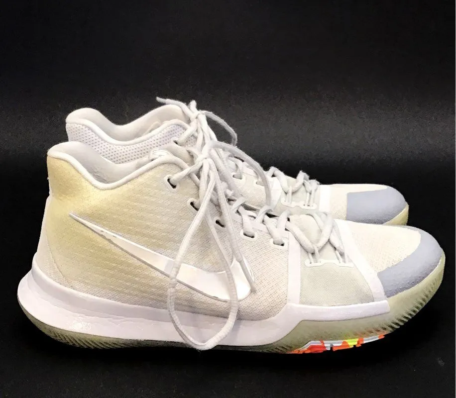Nike Men's Kyrie 3 852416-001 White Athletic Shoes - Size 8.5