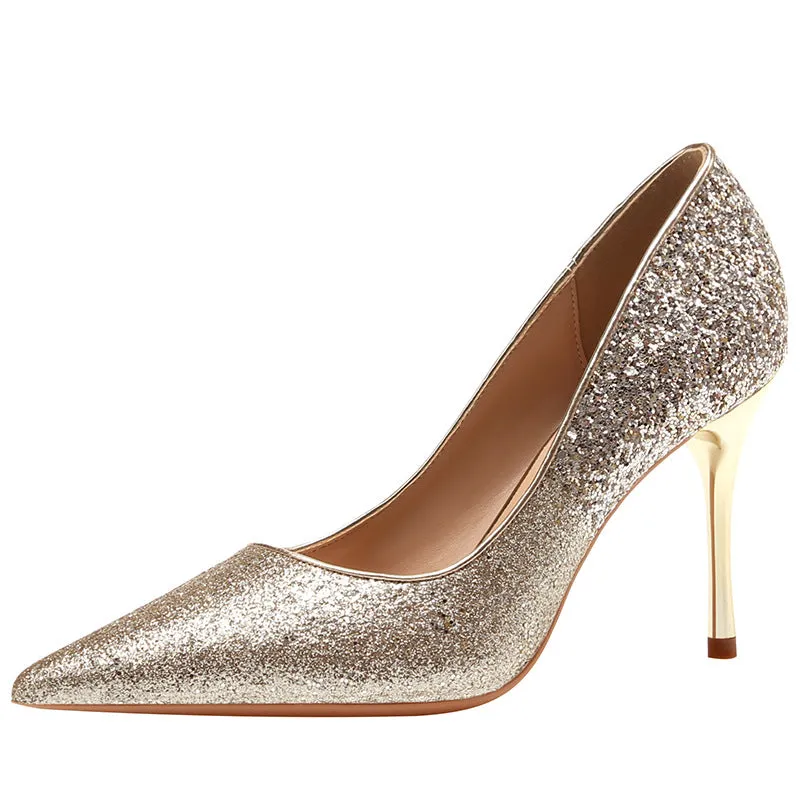 Pointed Toe Glitter Stiletto Wedding Shoes