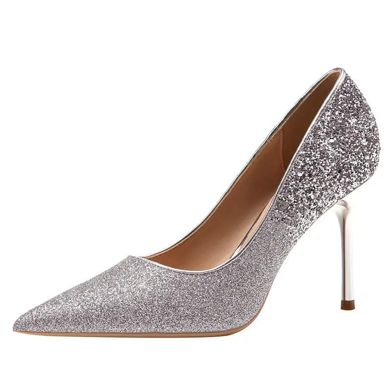 Pointed Toe Glitter Stiletto Wedding Shoes
