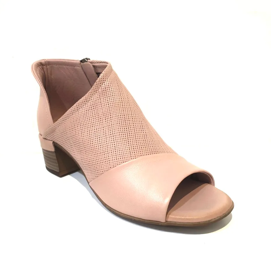 Sala Europe Norwich Skin Light Pink Open Toe Zip Court Shoe Made In Turkey