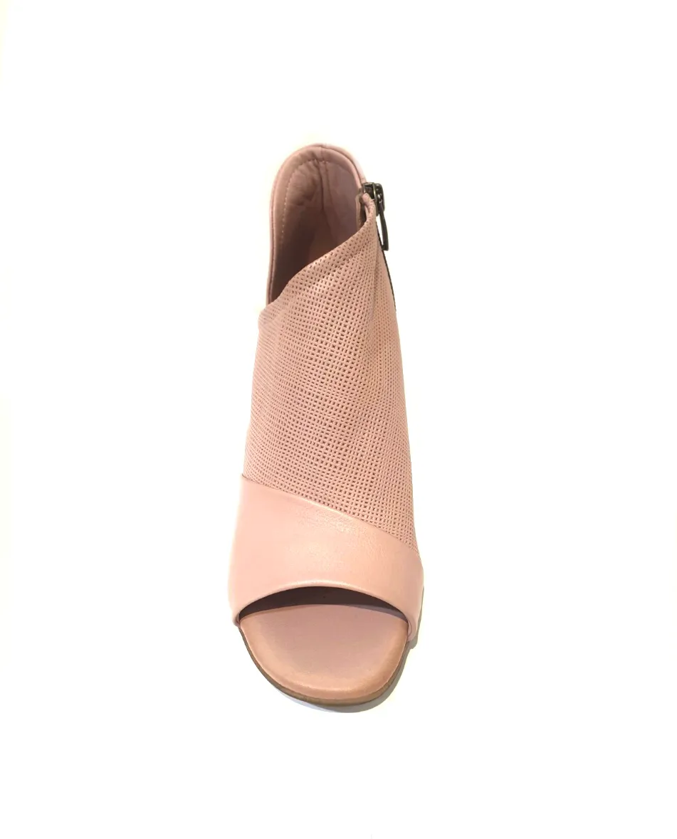 Sala Europe Norwich Skin Light Pink Open Toe Zip Court Shoe Made In Turkey