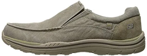 Skechers mens Expected Avillo Slip On Loafer, Khaki Canvas/Suede, 12 X-Wide US