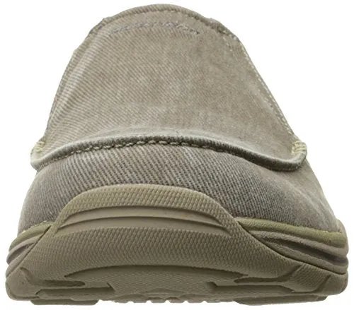 Skechers mens Expected Avillo Slip On Loafer, Khaki Canvas/Suede, 12 X-Wide US